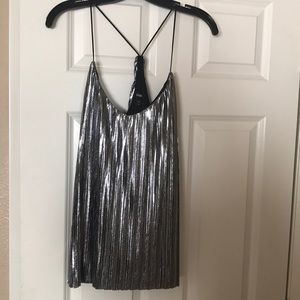 Express silver pleated shirt, new